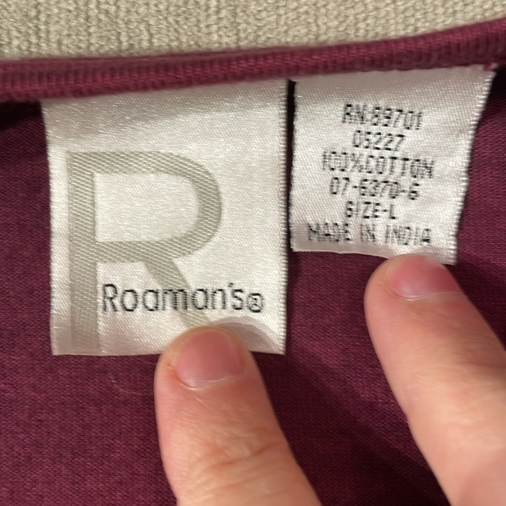 Roaman's Pink Burgundy Tie Dye Cotton Babydoll Top XL - Picture 4 of 5